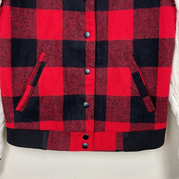 Thread & Supply | Buffalo Plaid Jacket with Cable Sweater Sleeves; Size XS - Picture 9 of 17